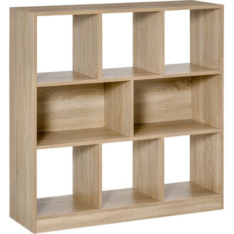 Étagère en chêne 8 compartiments 97 5x30x100 cm meuble rangement moderne pour livres objets décoratifs (1/5)