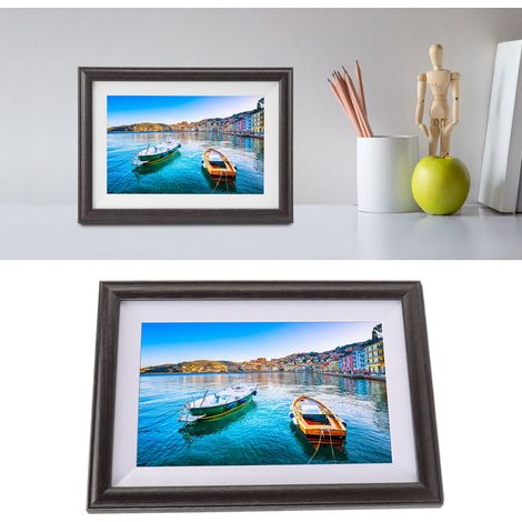 Cadre photo nuageux avec cadre en bois de 10 pouces, transmission intelligente de vidéos et d'images, WiFi, norme européenne 100-240V. (1/5)