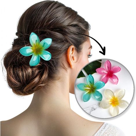 Ecarla Moana Flower Ombre Haarspange 6cm Blau SP405 (1/4)