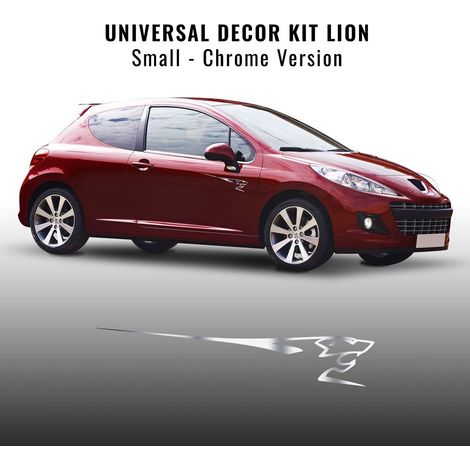 Kit Decorazione Adesiva Peugeot 207 Leone Rosso per Fiancate 20 cm - Colore: CROMO