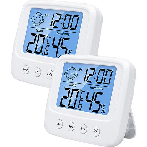Thermomètre d'ambiance 2 en 1, hygromètre et thermomètre intégrés avec indicateur de date et d'heure. (1/3)