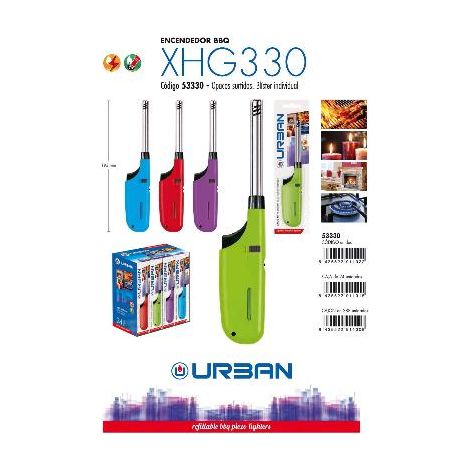 FPLUS encendedor llama xhg330 blister , Encendedor de gas de la cocina
Color: surtido
Material:	ABS y metal
Tamaño. 19 cms.de longitud. en blister
Uso:	Vela, Bbq, estufa de gas, ch