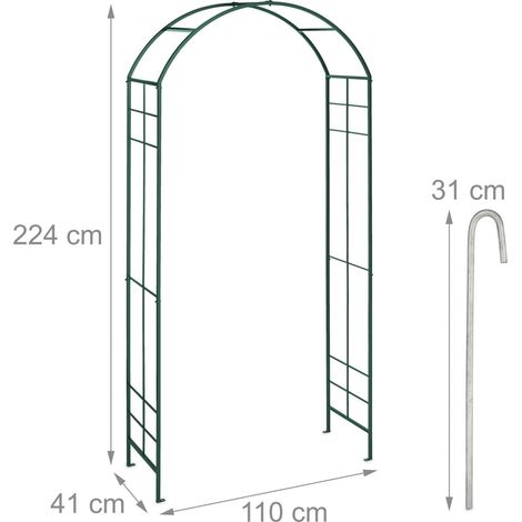 Arche à rosiers en métal décorative jardin 240 x 150 x 30 cm support pour plantes grimpantes en fer noir (1/3)
