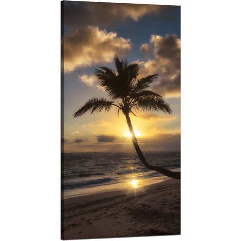 Leinwanddruck Natur Palmen Sonnenuntergang Hintergrund 60x120 Ozean Urlaub