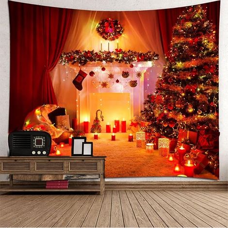 Eine weitere Weihnachtsdekoration: Retro-Vintage-Wandteppich, großer, mehrfarbiger Polyester-Wandteppich für die Weihnachtsdekoration, 230 x 180 cm (1/4)