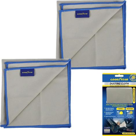 Goodyear 2pc Microfibre Dusting Car Cleaning Cloth Buffing Wash Absorbent (1/2)