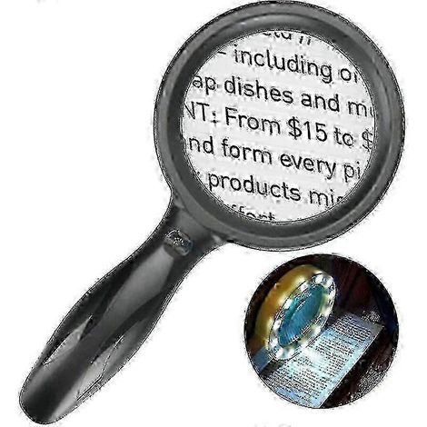 Loupe de lecture 30x 60x, loupe lumineuse rechargeable avec 33 LED, loupe à luminosité réglable pour les seniors, journaux, loisirs créatifs, examens, livres et bien plus encore. (1/5)