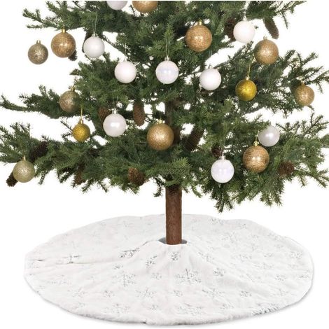 Jupe Pour Arbre De Noël - Ronde - 78 Cm De Diamètre - Fourrure Blanche - Pour Décoration Intérieure - 1 Pièce (1/5)