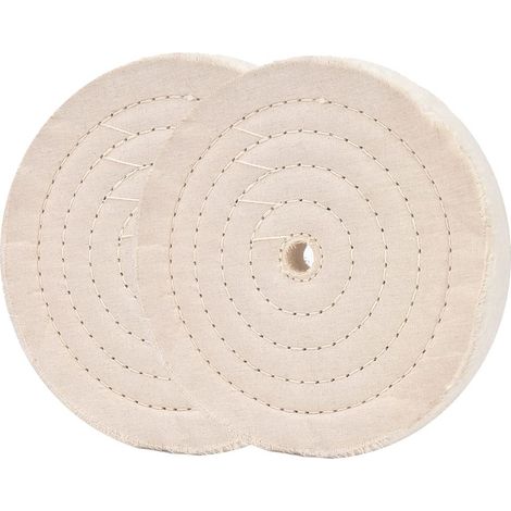 2er-Set genähte Baumwoll-Polierscheiben – Ø 200 x 25 mm – 16 mm Bohrung – 80-lagig – Glattes, glänzendes Finish – Für Metalle, Holz und Kunststoffe