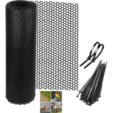 Filet de poulet en plastique ABS 40 x 500 cm – Grillage souple hexagonal – Maille 0,6 cm – Sécurisé et léger pour élevage et jardinage (1/5)