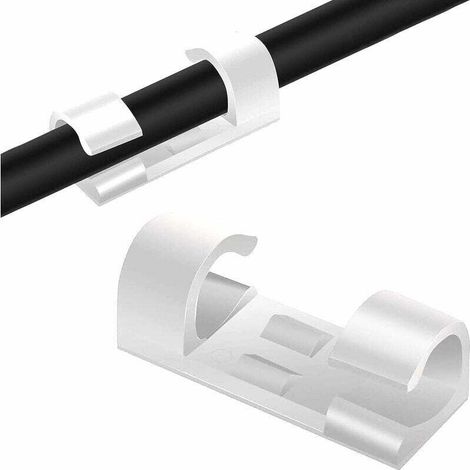 Cable Clips [20 Pcs]. Cable Management Clips. Cable Ties. Can be used to manage cables and wires in a home or office (White) (1/4)