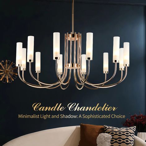Moderne Hängelampe 12-flammig, edler Kronleuchter aus Metall und Glas, G9 Pendelleuchte mit Ø 101 cm, stilvolle Deckenlampe für Wohnzimmer, Esszimmer und Schlafzimmer