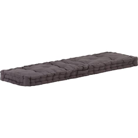 Vidaxl – Coussin de sol 120x40x7 cm en coton anthracite – Rembourrage épais pour confort – Bord smock et poignée