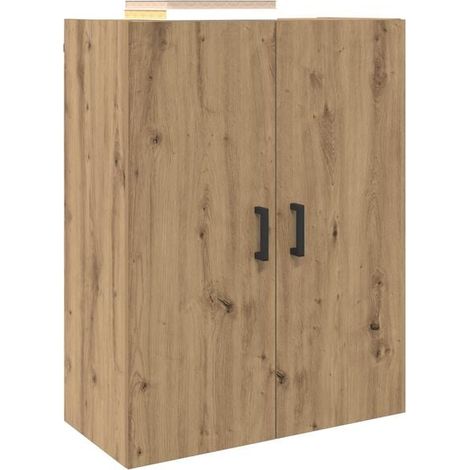 Ensemble de 2 Étagères Murales en Chêne Massif, Meuble de Rangement Design Scandinave 69,5 x 34 x 90 cm pour Salon, Chambre et Bureau (1/5)