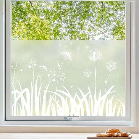 Foglio per vetrata effetto vetro lattimo con motivo a dente di leone, 90 x 400 cm