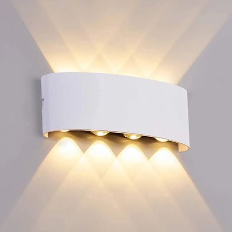 Applique murale LED pour intérieur et extérieur, Lampe de jardin en aluminium 8W, Applique murale 8 LED, étanche IP65, lumière chaude 3000 K (1/5)