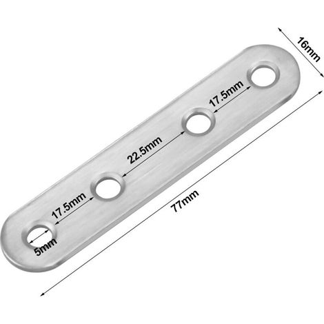 20 Stück gerade, flache Befestigungsplatten, gerade Winkelverbinder aus Edelstahl, flache Verbindungsplatten mit Schrauben, silberfarben (1/4)