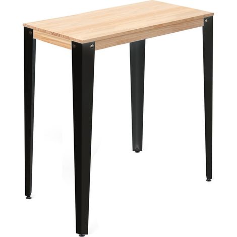 Mesa Lunds Alta 40x120x110cm Negra en madera maciza de pino acabado natural estilo nórdico Industrial Box Furniture (1/5)