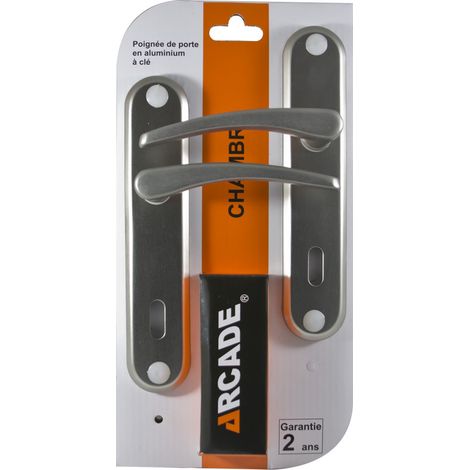 2 poignées de porte en aluminium à clé pour intérieure - garantie 2 ans