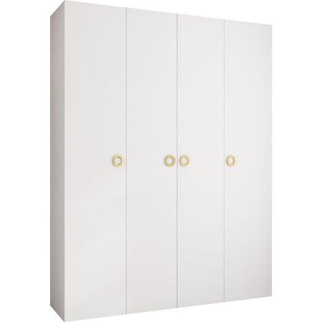 Armario Hartford 554, Blanco, 246x190x52cm, Puertas de armario: Con bisagras, Número de estantes: 16 (1/5)