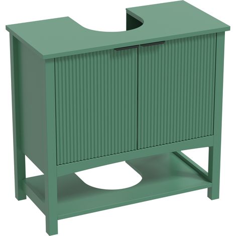 Meuble sous-vasque avec porte et étagère, vert foncé (1/5)