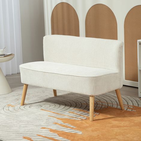 Divano a 2 posti, rivestimento morbido, fodera di facile manutenzione, portata massima 150 kg, 117 x 56,5 x 77 cm, bianco crema.