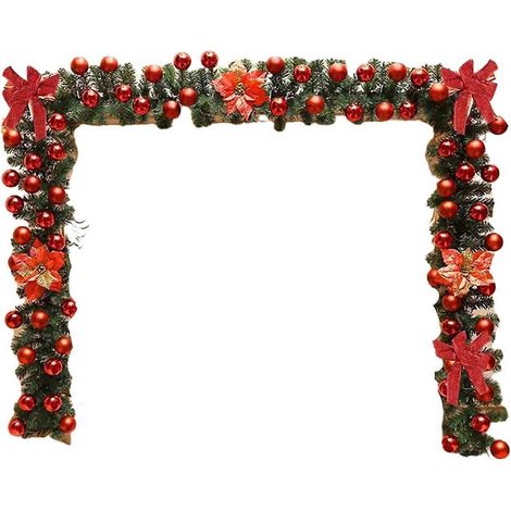Guirlande de Noël, décoration de cheminée, couronne d'escalier, guirlande en rotin d'extérieur, décorations de fête, cadeaux, art (1/5)