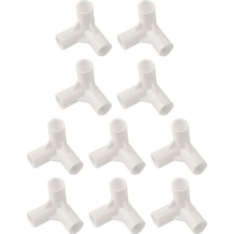 Tés de tente 16 mm, connecteurs en plastique à 3 voies pour tentes de camping, auvents, plantes, armoires, lits pour animaux domestiques, accessoires de joints fixes haute résistance, blanc, 10 (tee à (1/4)