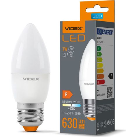 Lampadina LED Candela C37 E27 7W 630lm 4000K Videx (1/3)
