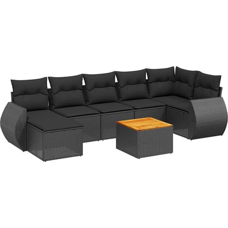 Maison Exclusive - 8-tlg. Garten-Sofagarnitur mit Kissen Schwarz (1/3)