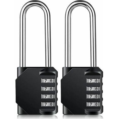 Osqi – Cadenas à combinaison 4 chiffres – Verrou réinitialisable en alliage de zinc – Résistant aux intempéries – Anse de 6,3 cm – Lot de 2 (1/5)