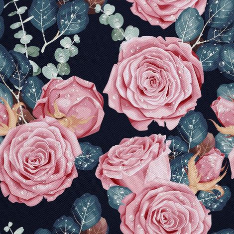 Tela decorativa para exteriores Oxford - motivo de rosas con gotas I DX615 (1/5)