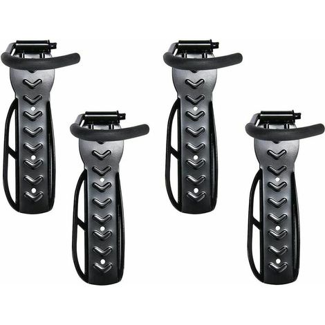 Lot de 4 Support de Vélo Crochet pour Vélo Support Mural pour Vélo Porte-Vélos Mural Vélo Peu Encombrants Noir Support Mural pour Vélo en Acier pour 4 Vélos Supports Muraux avec Accessoires (1/5)