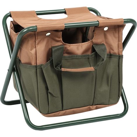 Sedia pieghevole multifunzionale verde in tessuto Oxford 600D per attività all'aperto, pesca e giardinaggio, con borsa per il trasporto (specificare "imballaggio con pluriball" al momento dell'ordine)