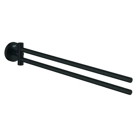 GROHE Toallero Essentials 102467, de 2 brazos, giratorio, 439 mm, matt black, 1024672430