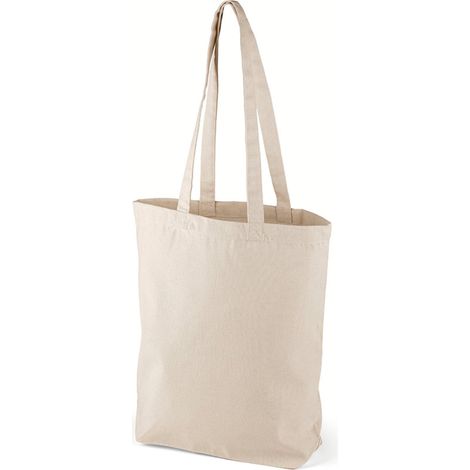Borsa shopper in cotone ECO 220G con manici lunghi e fondo ecru Borsa shopper in cotone ECO 220G con manici lunghi e fondo blu navy (1/3)