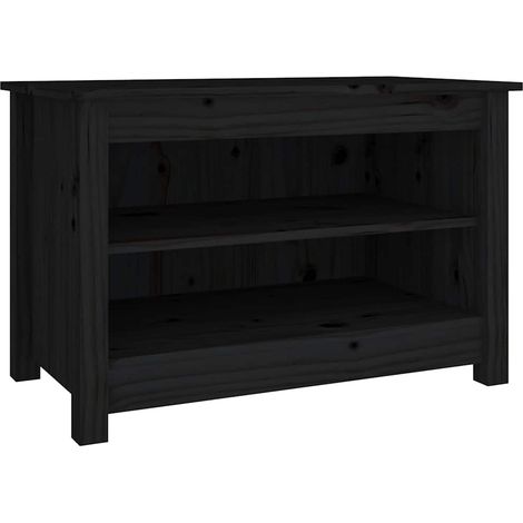 Scarpiera Mobile per scarpe Nera 70x38x45,5 cm in Legno Massello di Pino (1/5)
