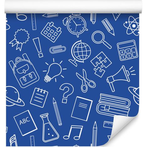 Carta da parati Materiale scolastico Blu, Centro blu 50x1000 cm (1/5)