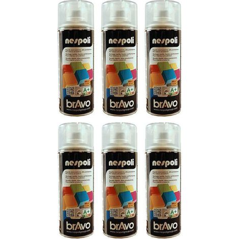 Lot de 6 bombes de peinture professionnelle Nespoli effet brillant vernis transparent