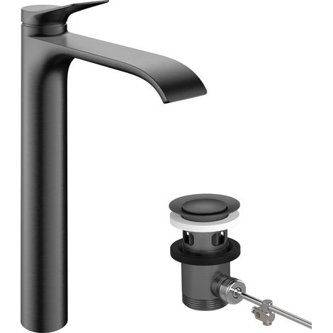 Hansgrohe Vivenis - Mitigeur de lavabo avec bonde, EcoSmart, CoolStart, chrome noir brossé 75044340