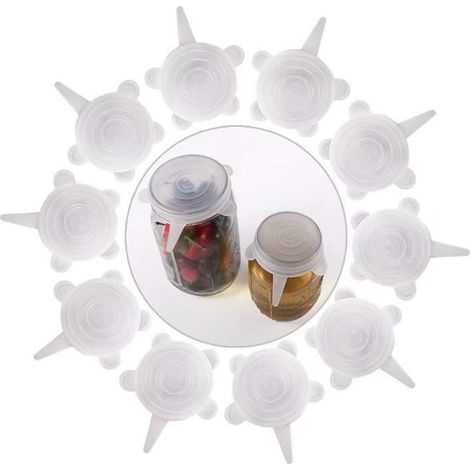 Couvercle En Silicone, 10 Pcs Couvercle Hermétique Pour Mason Jar (Blanc) (1/4)