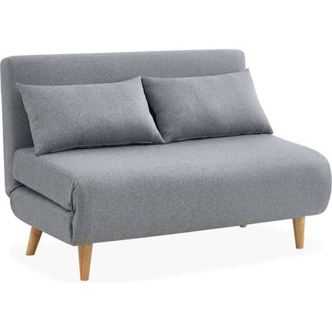 2-seater scandi-style folding sofa bed, Guesta, Light Grey, 120x89x80 cm (1/5)