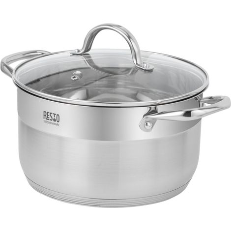 Resto Kasserolle 6,2 l (silber, Edelstahl, Induktionsherd, spülmaschinenfest) (1/5)