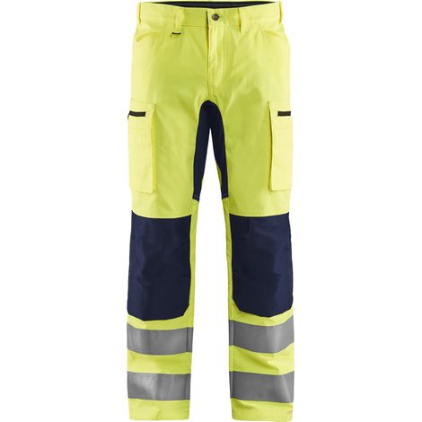 Pantalón de trabajo de alta visibilidad elástico artesanal 1585 - Amarillo fluorescente/Marino M - FR(42) - SE(C48) - Largo