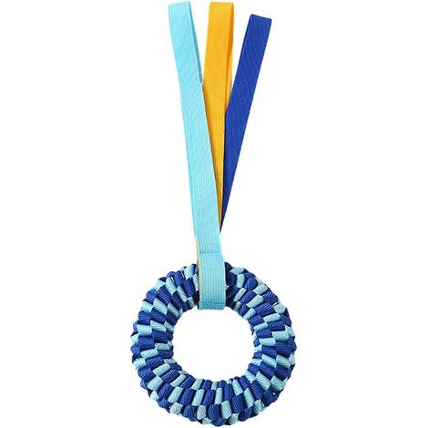 Donut Shape Pet machering jouet – Oxford Fabric et Cotton Rope – pour nettoyage des dents Massage – Bleu (1/5)