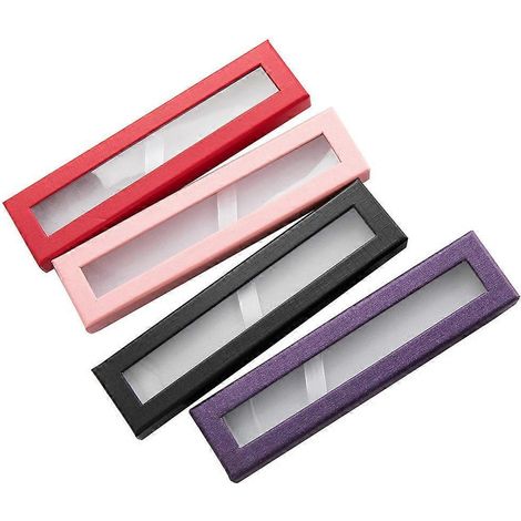Boîte à crayons en papier (lot de 4) avec fenêtre transparente - Étui de rangement pour crayons-17.5x4.3cm (1/3)