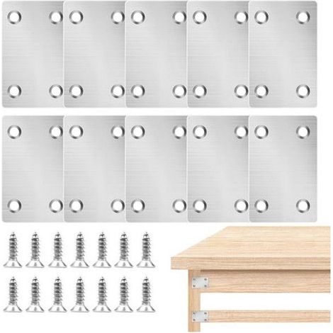 10 pièces Connecteur Plat, Fixation Droits Plats Plaques, Plaque Perforée Équerre pour Fixation en Inox pour Rejoint la Fixation (1/4)