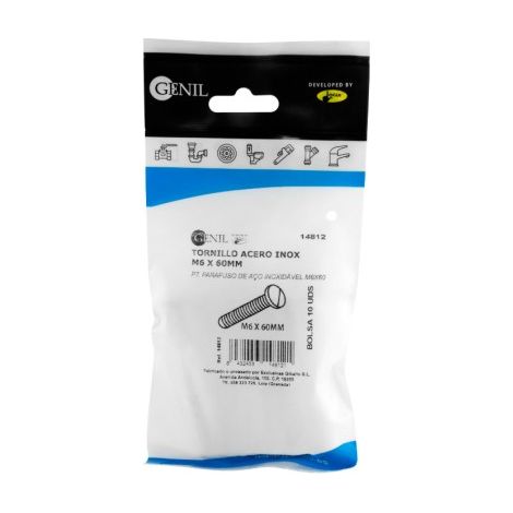 Vis en acier inoxydable M6x60 à fente droite, sachet de 10 unités, plomberie (1/5)