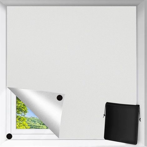 Tende oscuranti per camera da letto, tende oscuranti temporanee per finestre, tende oscuranti portatili con chiusura a strappo, ideali per la cameretta dei bambini, viaggi, camper, colore bianco, larg (1/5)