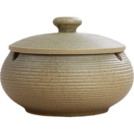 Cendrier en céramique avec couvercle, coupe-vent, pour une utilisation intérieure ou extérieure, cendrier de bureau pour fumeurs, idéal pour la décoration de la maison ou du bureau. (1/5)